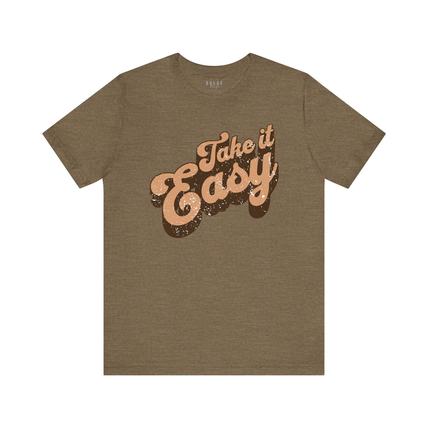 Take It Easy Retro Shirt-  ]Heather Olive - Dulce Design Studio