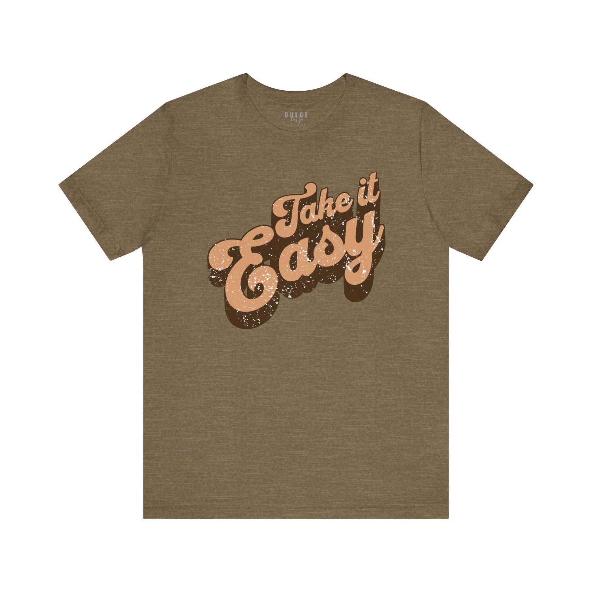 Take It Easy Retro Shirt-  ]Heather Olive - Dulce Design Studio