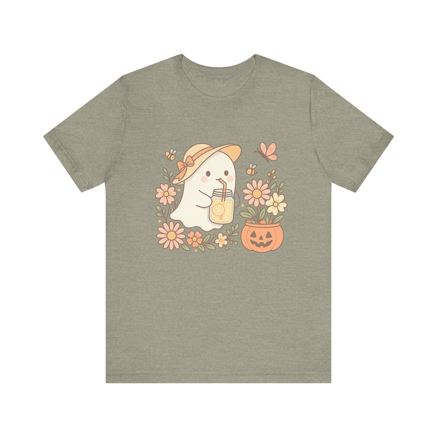 Cute Ghost Shirt – Fall Lemonade Halloween Tee-  Heather Stone / 3XL- Dulce Design Studio