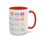Kawaii Cat Mug – Cute 15oz Ceramic Coffee Cup with Colorful Kitty Faces