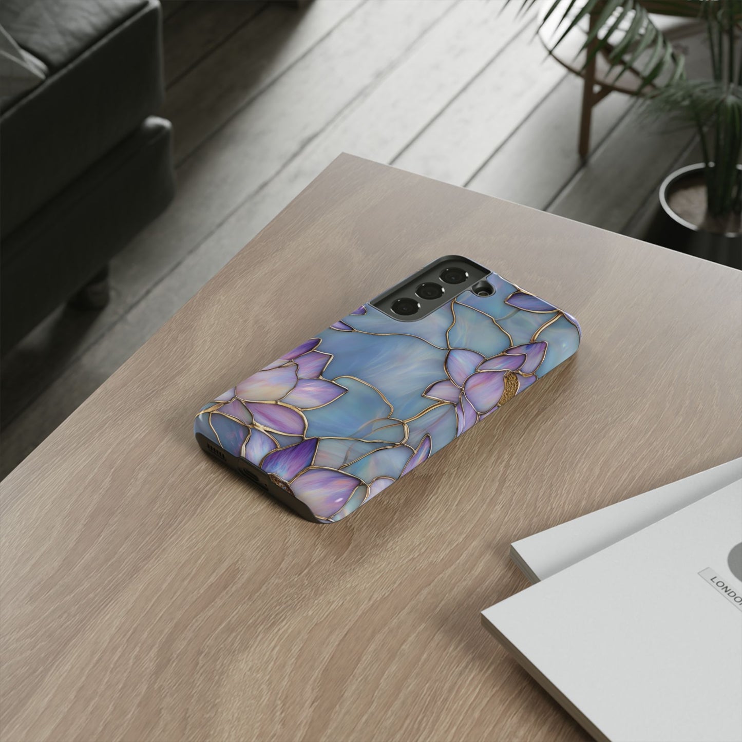 Lotus Glow Phone Case – Stained Glass Floral Tough Case