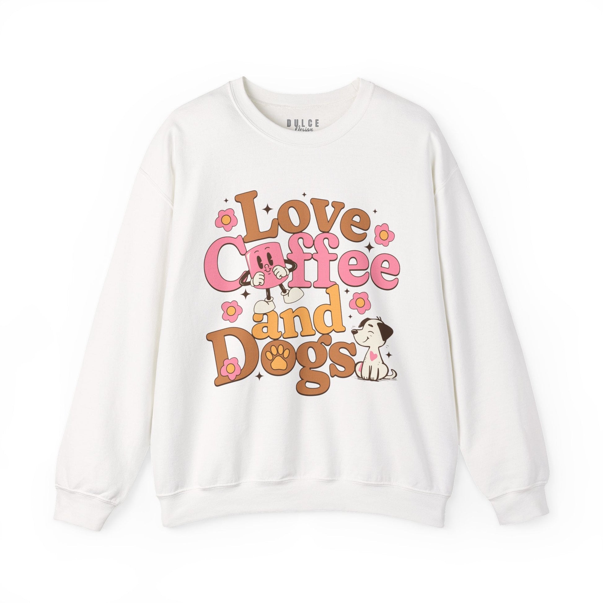 Love Coffee and Dogs Sweatshirt – Cozy Dog Mom Pullover-  3XL / White- Dulce Design Studio