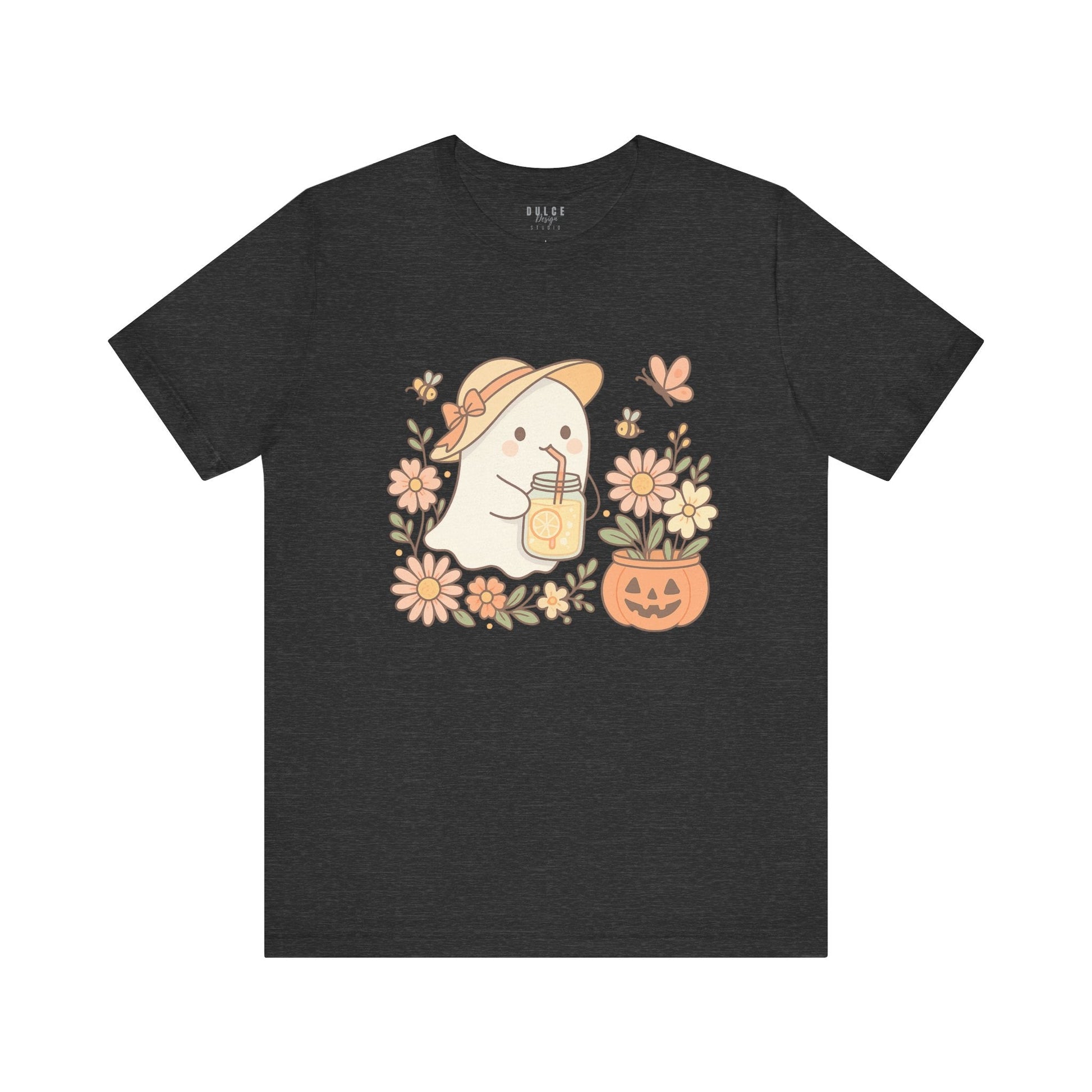 Cute Ghost Shirt – Fall Lemonade Halloween Tee-  Dark Grey Heather / 3XL- Dulce Design Studio