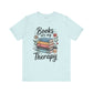 Books Are My Therapy Shirt – Pastel Floral Book Lover Tee-  Heather Prism Ice Blue / 3XL- Dulce Design Studio
