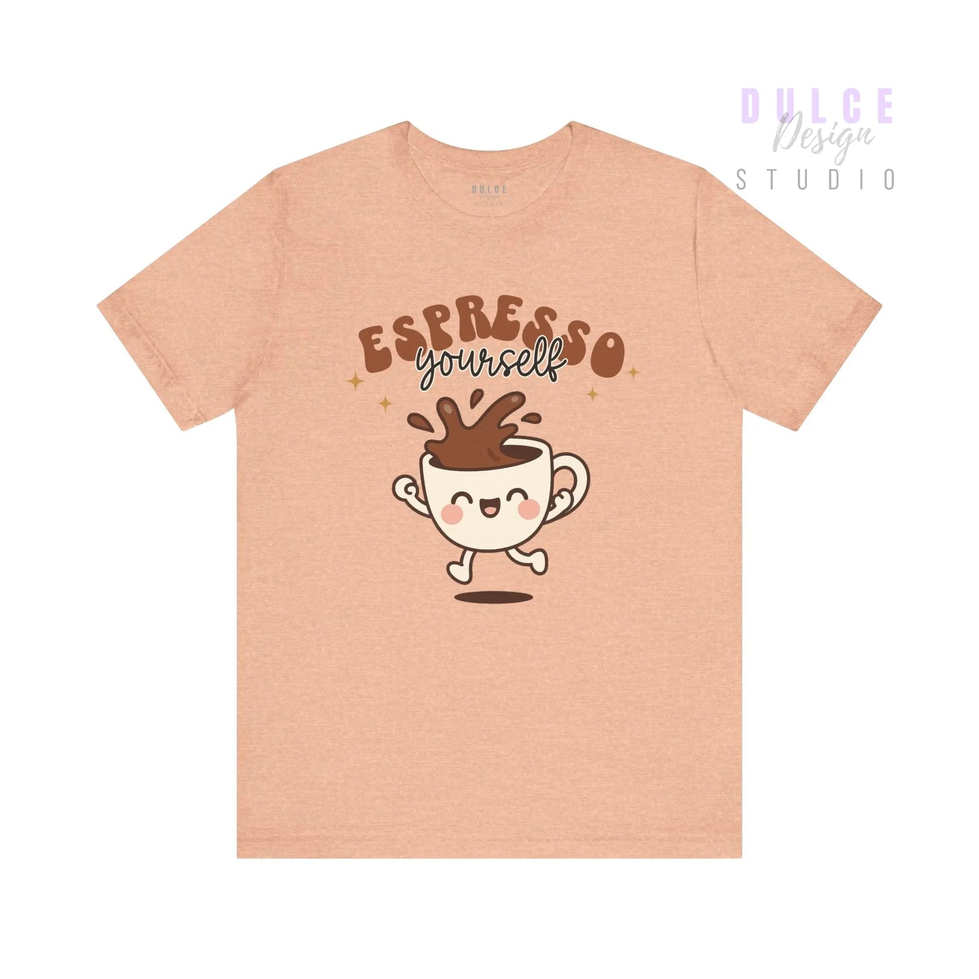 Espresso Yourself Happy Cup Graphic Tee -  Heather Peach / 3XL Dulce Design Studio