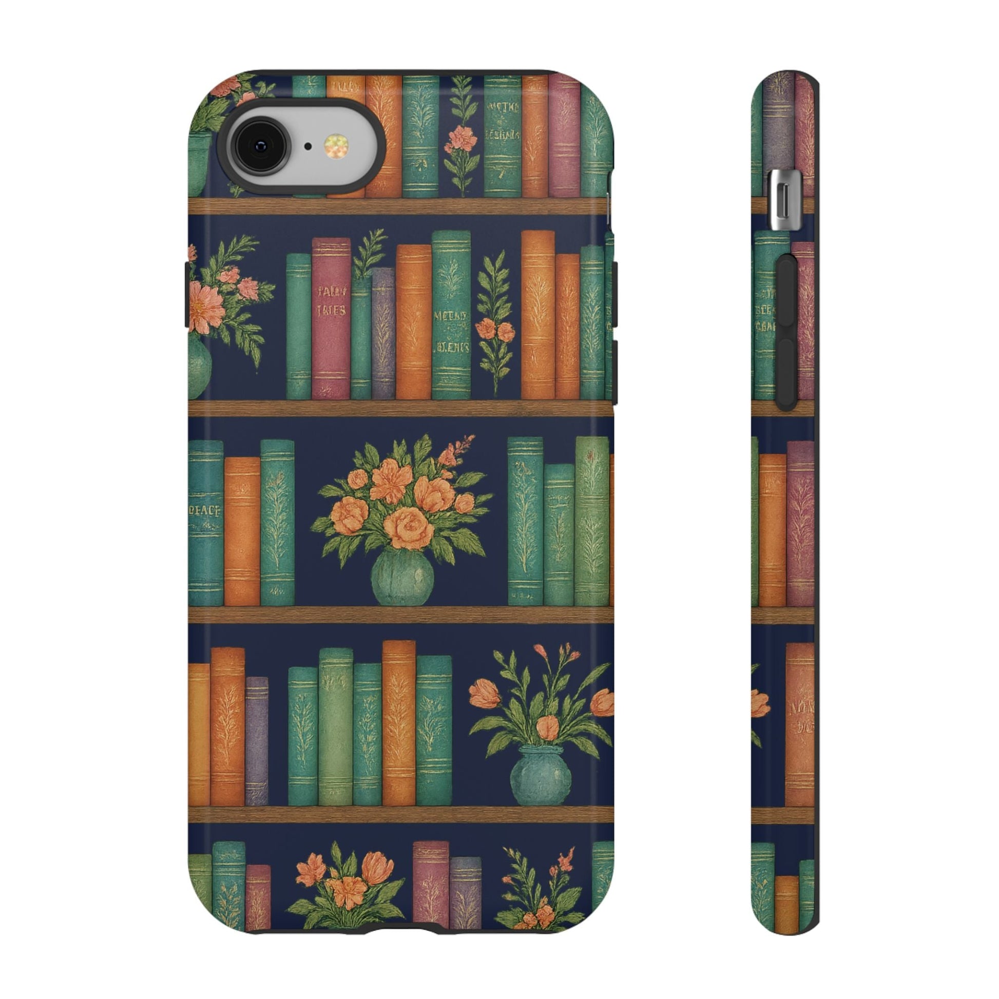 Floral Bookshelf Phone Case – Cozy Reader Tough Phone Case-  iPhone 8 / Glossy- Dulce Design Studio
