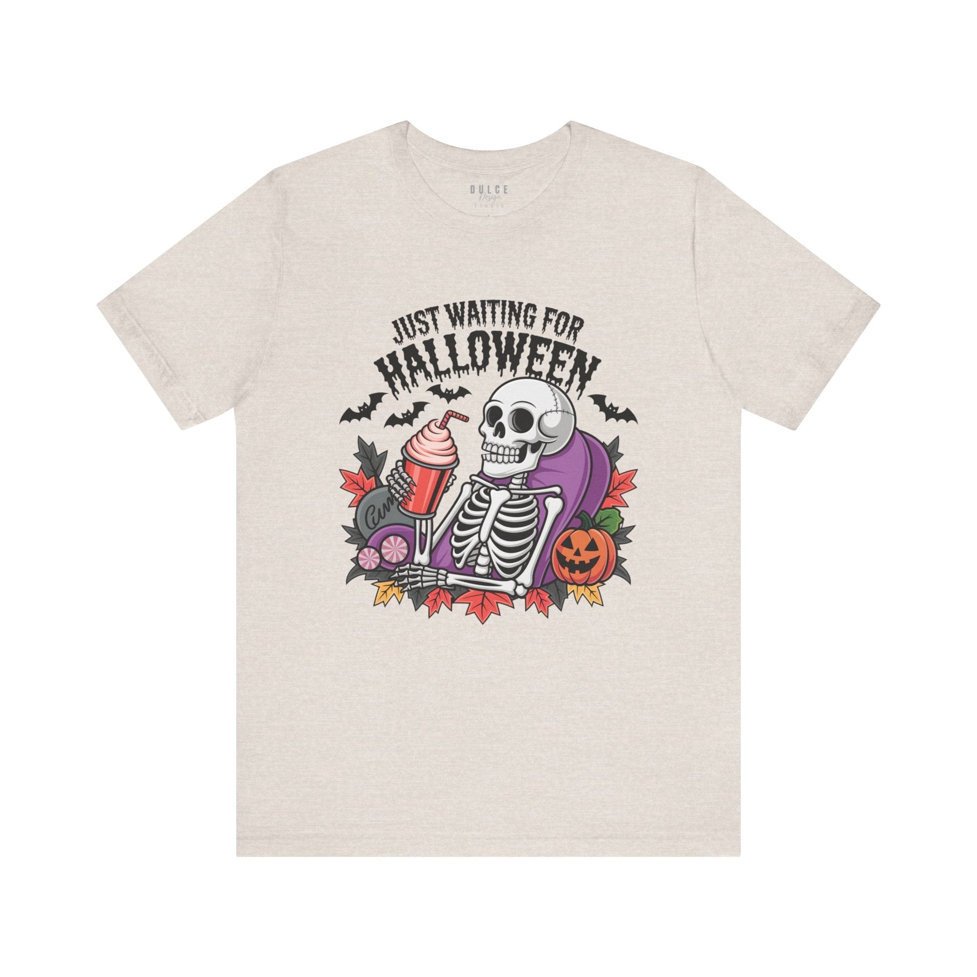 Just Waiting for Halloween – Funny Halloween Skeleton Shirt-  - Dulce Design Studio