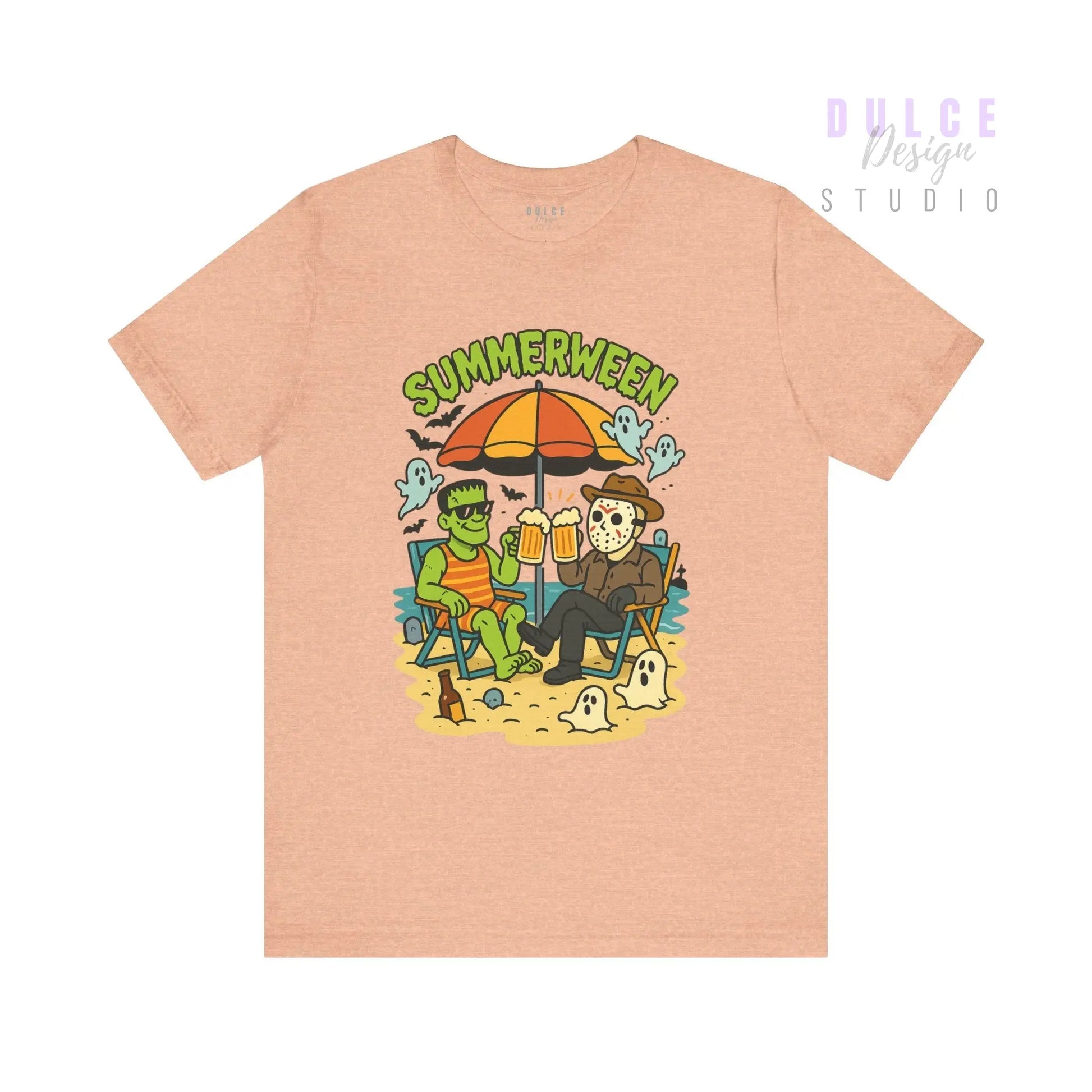Summerween Parody Shirt – Spooky Beach Bros Tee for Horror Fans -  Heather Peach / 3XL Dulce Design Studio