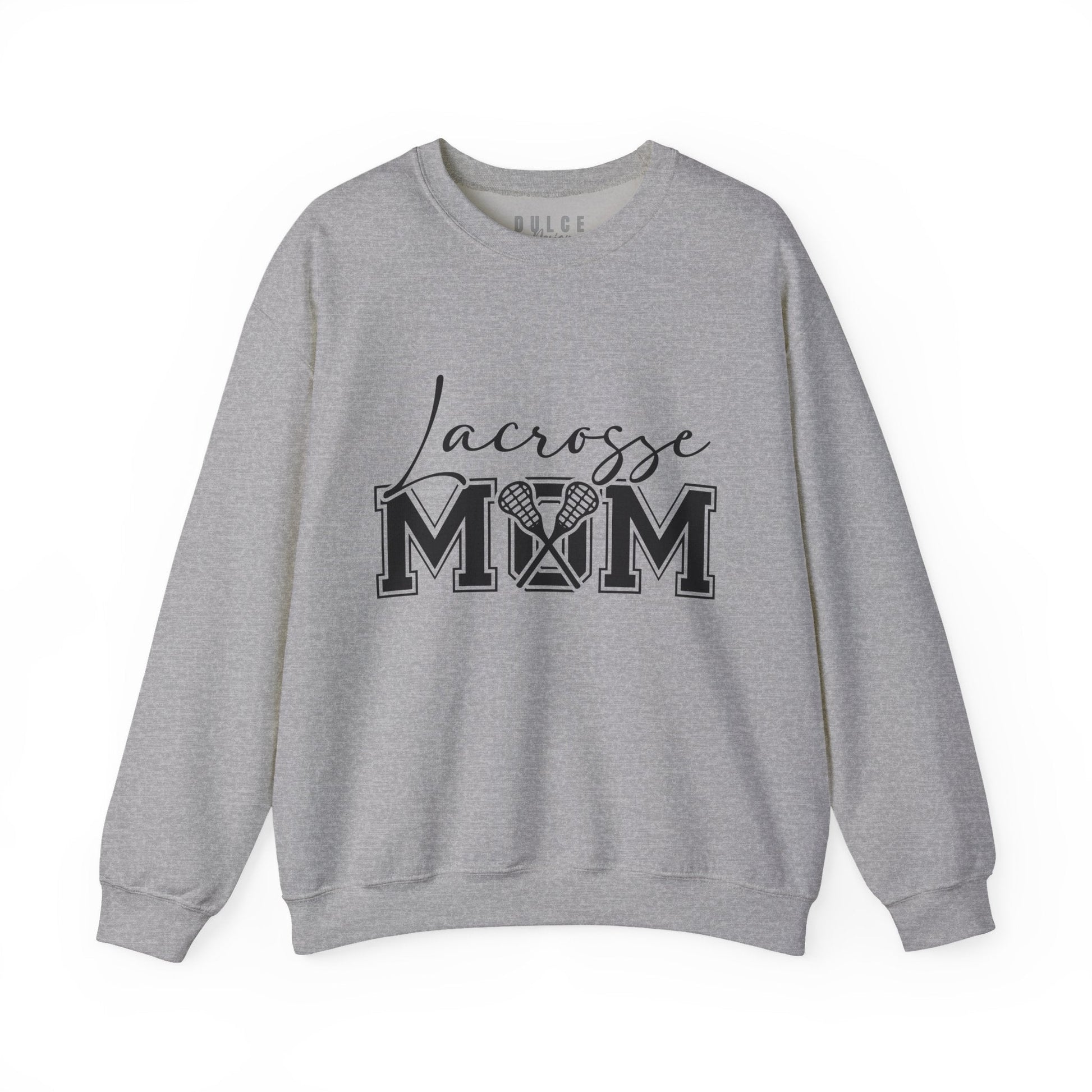 Lacrosse Mom Sweatshirt – Bold Front & Back Sports Design-  Sport Grey / 3XL- Dulce Design Studio