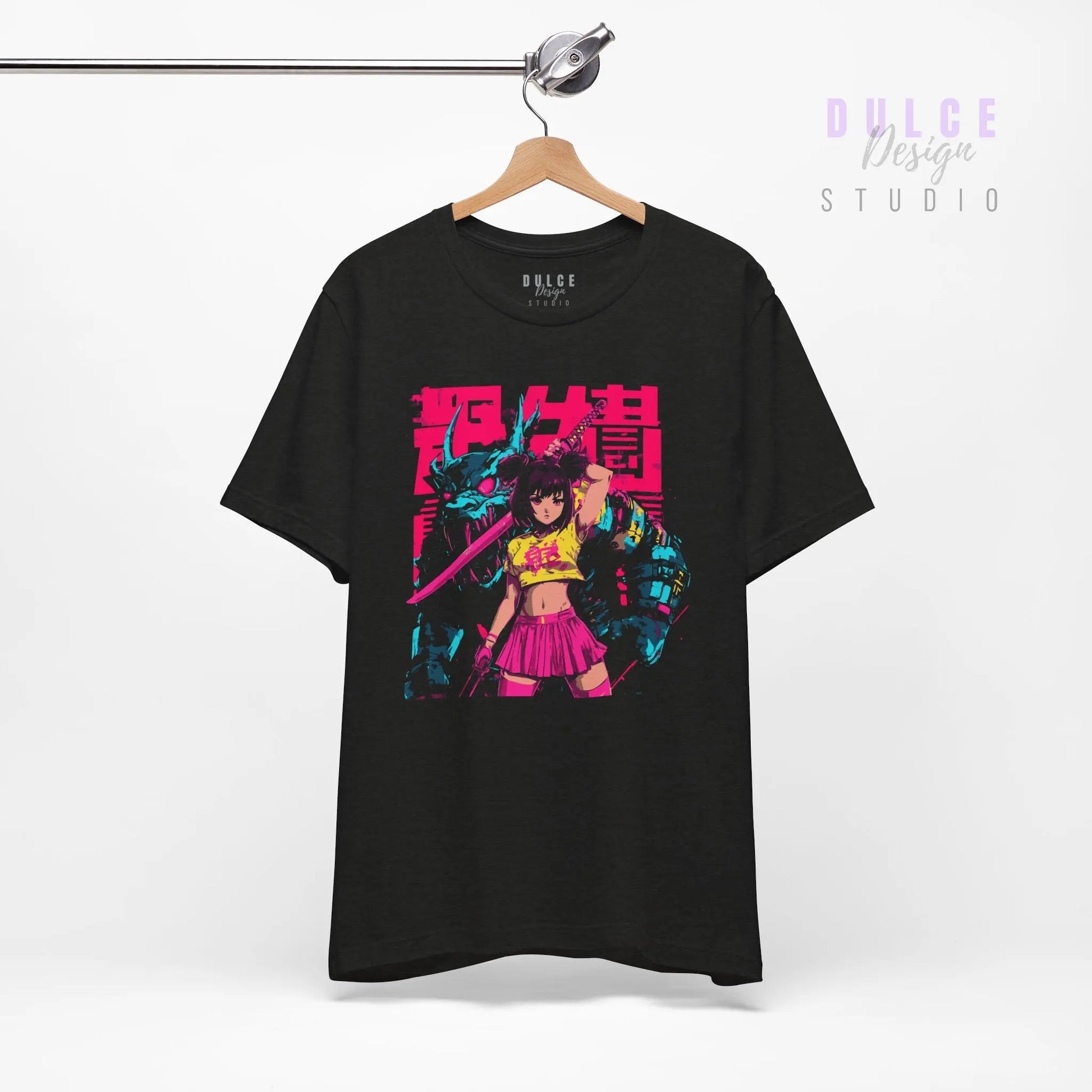 Mecha Muse – Neon Anime Girl Tee - Dulce Design Studio