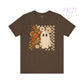 Retro Ghost Shirt – Vintage Checkered Halloween Teein  Product variant-