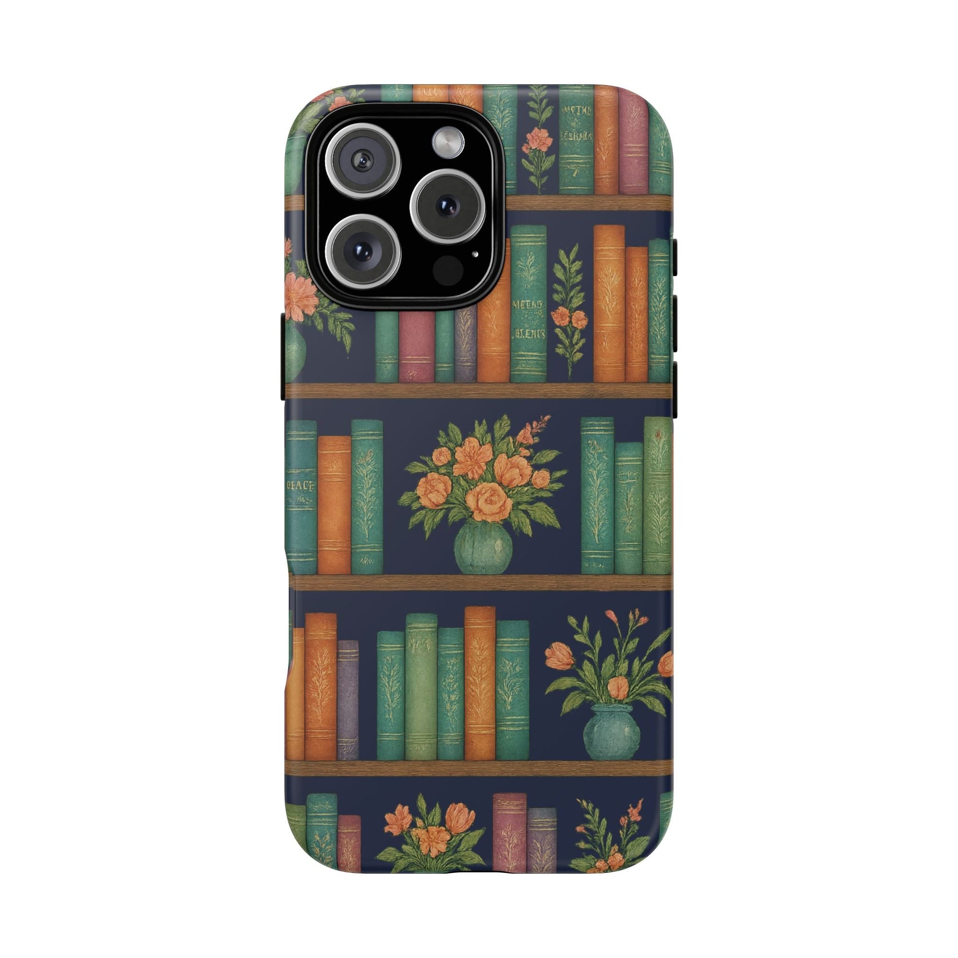 Floral Bookshelf Phone Case – Cozy Reader Tough Phone Case-  iPhone 16 Pro Max / Matte- Dulce Design Studio