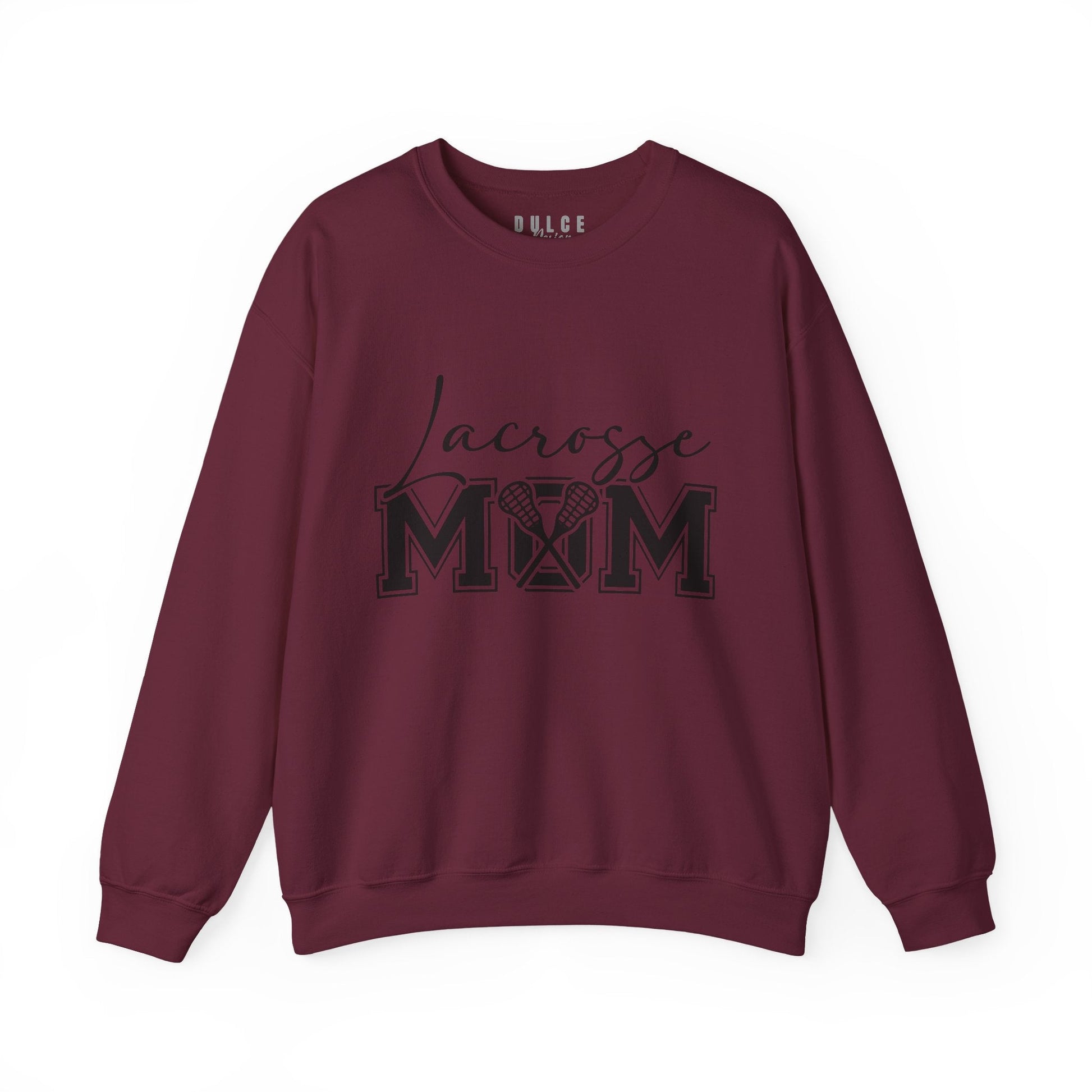 Lacrosse Mom Sweatshirt – Bold Front & Back Sports Design-  Maroon / 3XL- Dulce Design Studio