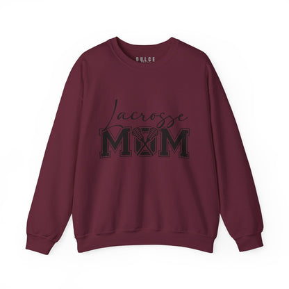 Lacrosse Mom Sweatshirt – Bold Front & Back Sports Design-  Maroon / 3XL- Dulce Design Studio