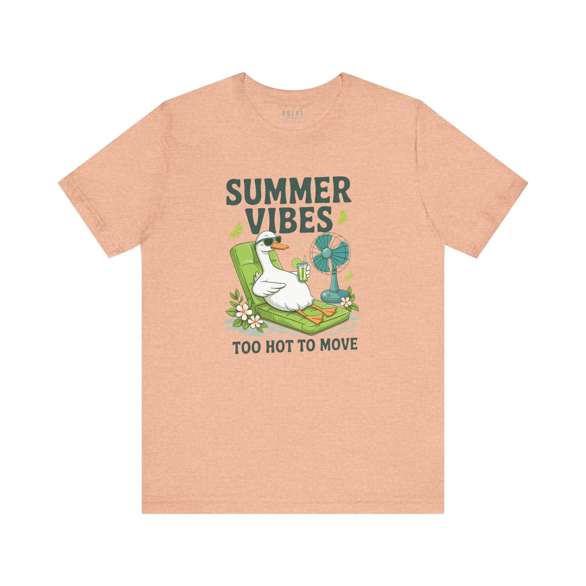 Summer Vibes Duck Shirt – Too Hot to Move-  Heather Peach / 3XL- Dulce Design Studio