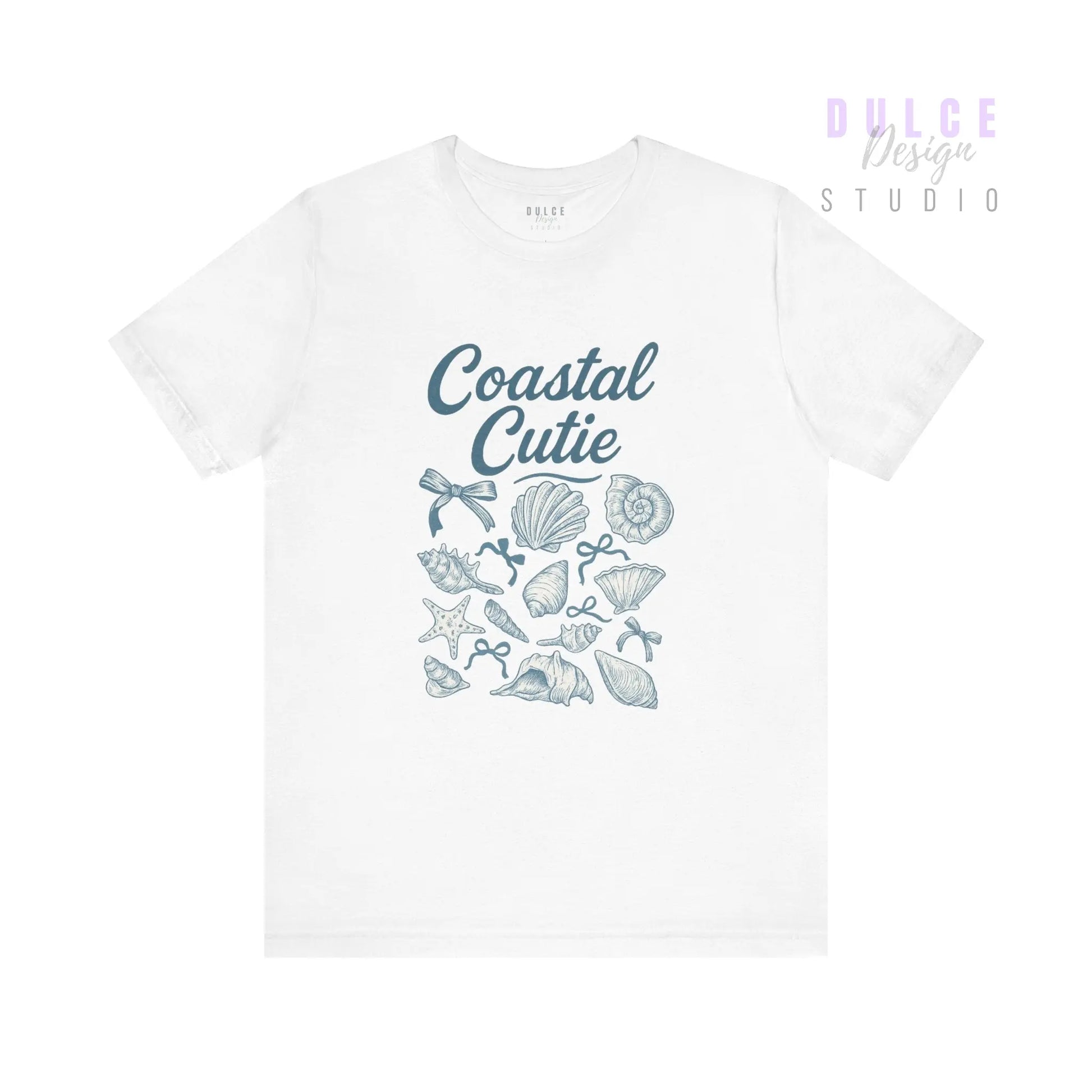 Coastal Cutie Graphic Tee – Beachy Shell & Bow Design -  White / 3XL Dulce Design Studio