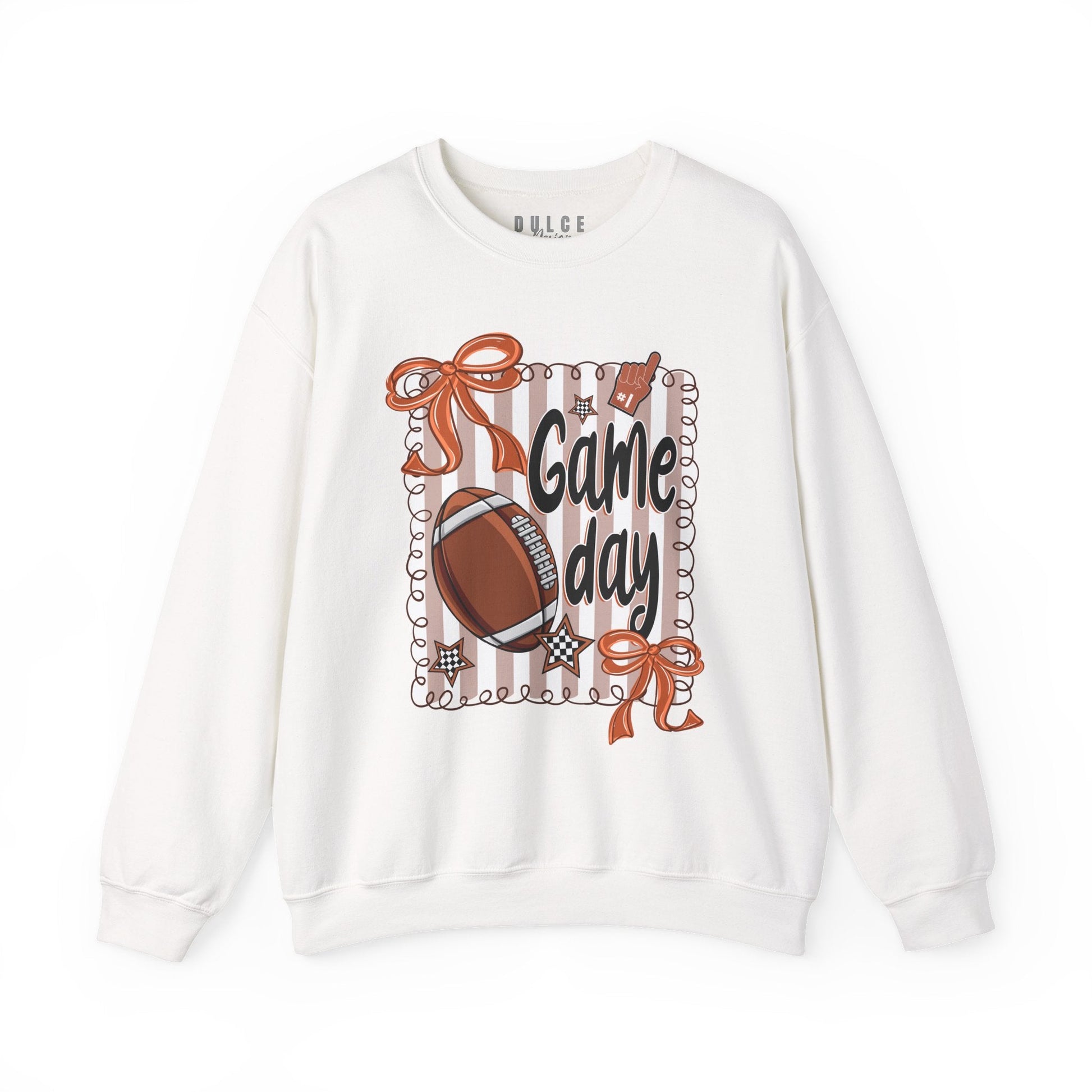 Game Day Sweatshirt – cute football pullover with bows & stars-  - Dulce Design Studio