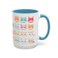 Kawaii Cat Mug – Cute 15oz Ceramic Coffee Cup with Colorful Kitty Faces