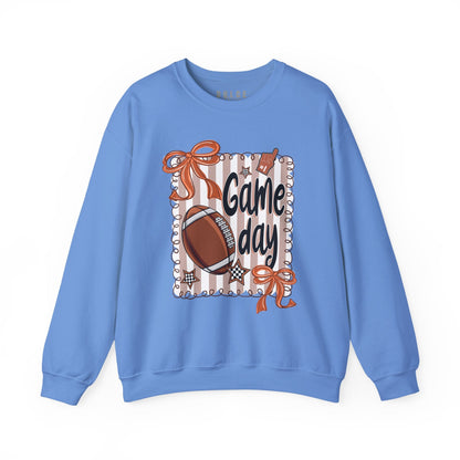 Game Day Sweatshirt – Cute Football Pullover with Bows & Stars-  Carolina Blue / 3XL- Dulce Design Studio