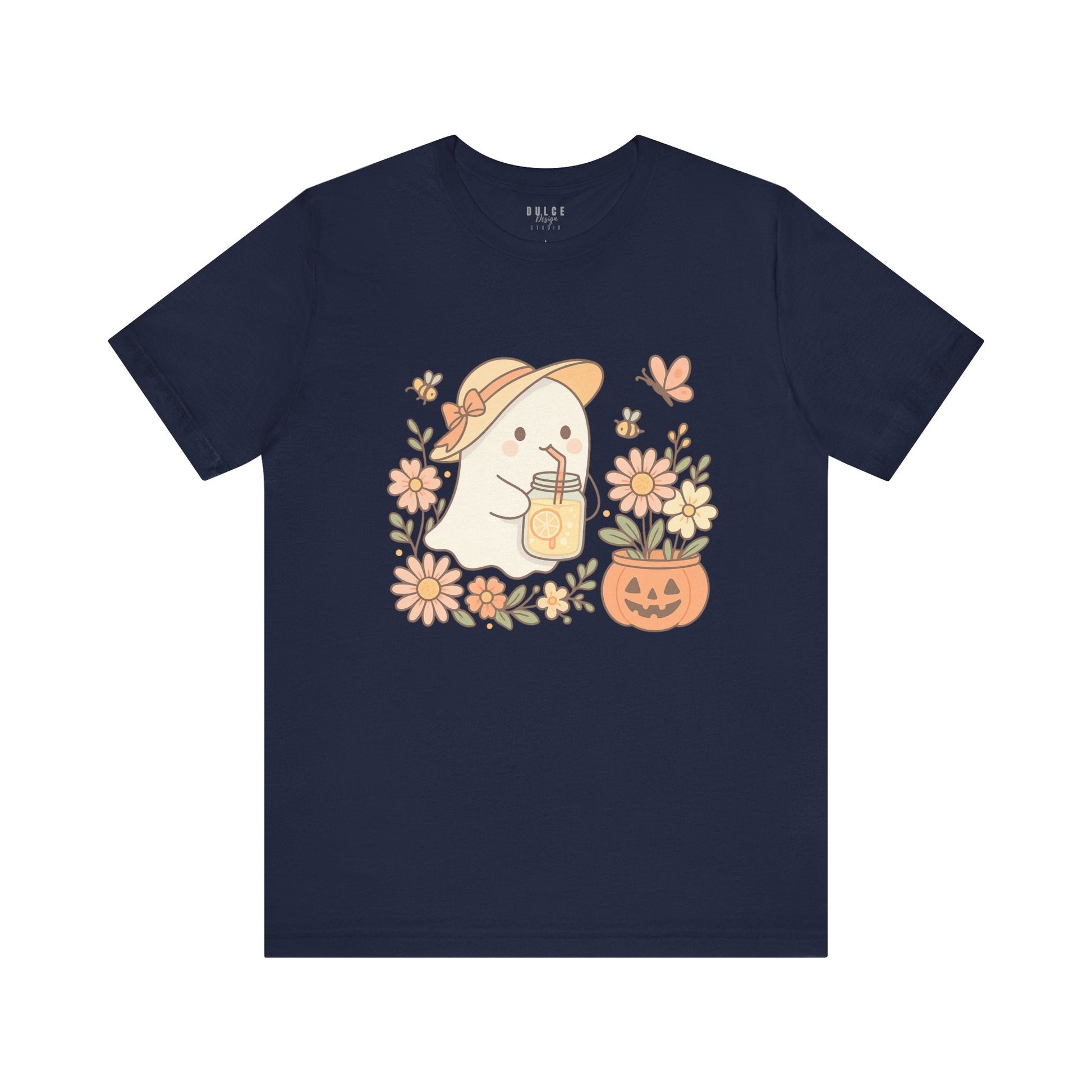 Cute Ghost Shirt – Fall Lemonade Halloween Tee-  Navy / 3XL- Dulce Design Studio