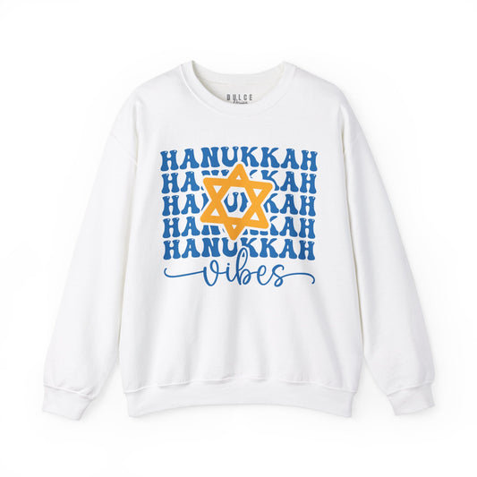 HANUKKAH VIBES - SWEATSHIRT-  3XL / White- Dulce Design Studio