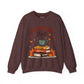 Maroon sweatshirt with 'Bookish Fall' design featuring books and a mug on a white background