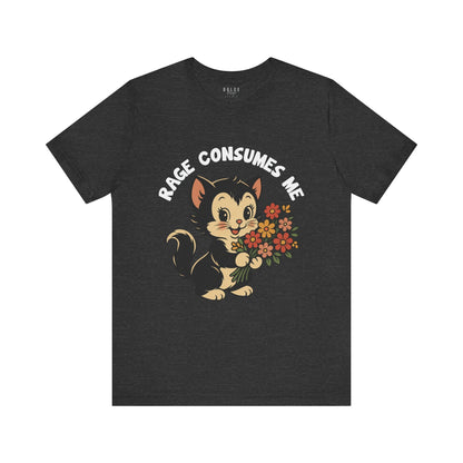 Rage Consumes Me Vintage Cat Graphic Tee-  Dark Grey Heather / 3XL- Dulce Design Studio