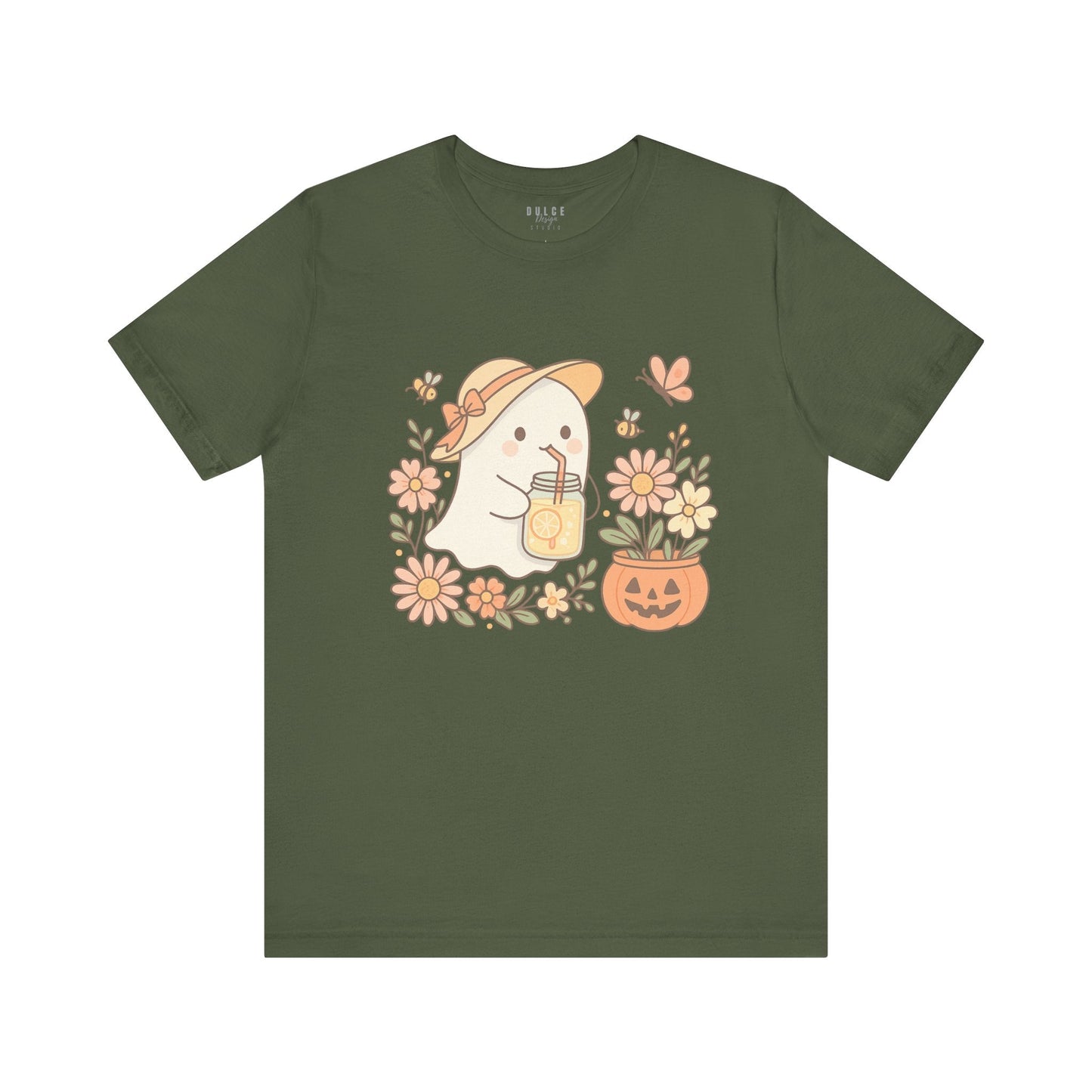 Cute Ghost Shirt – Fall Lemonade Halloween Tee-  Military Green / 3XL- Dulce Design Studio