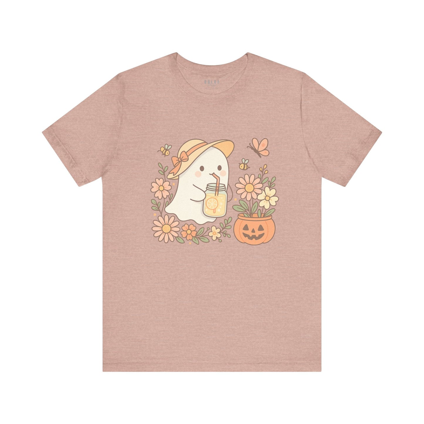 Cute Ghost Shirt – Fall Lemonade Halloween Tee-  Heather Prism Peach / 3XL- Dulce Design Studio