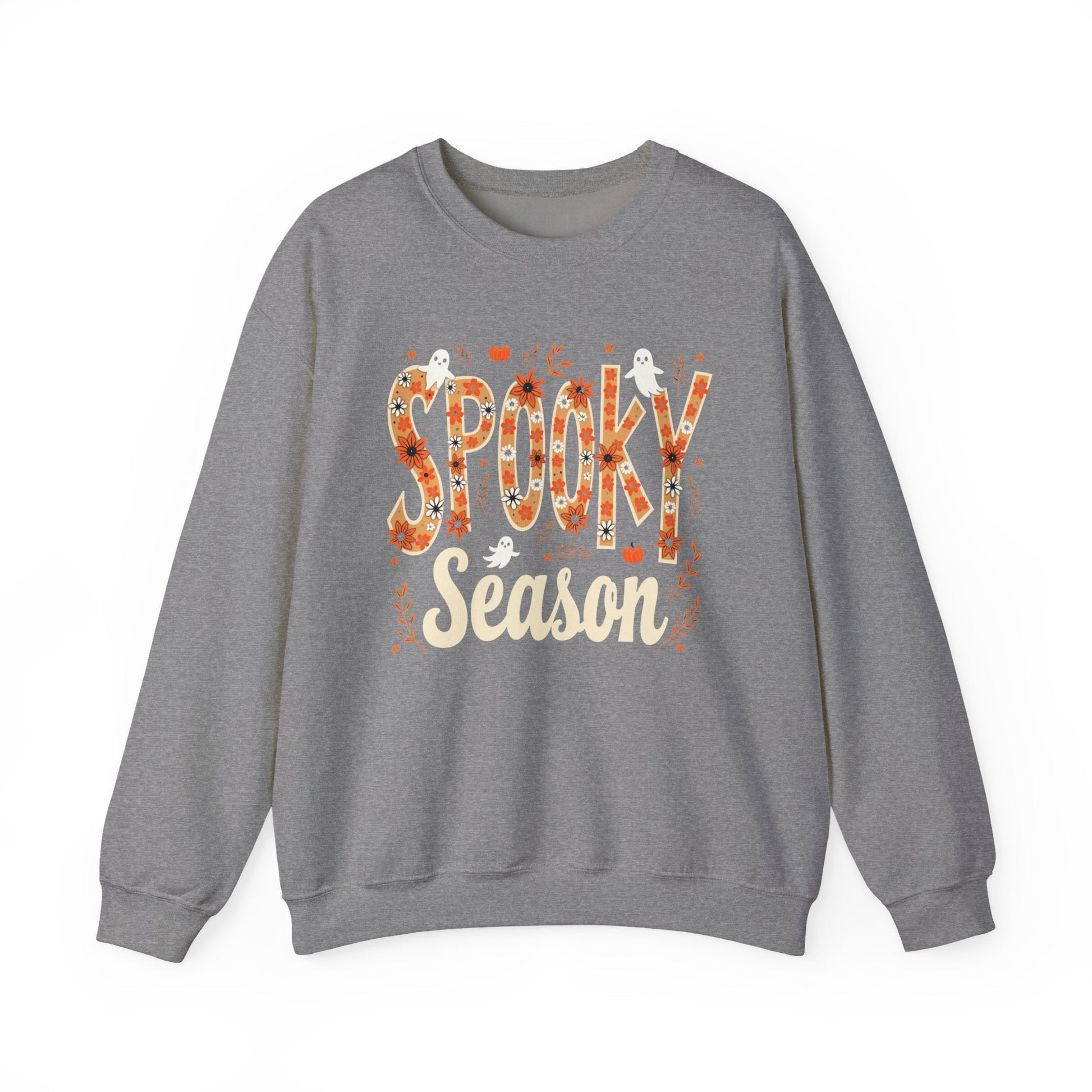 Spooky Season Sweatshirt – Fall Ghost Halloween Crewneck-  Graphite Heather / 3XL- Dulce Design Studio