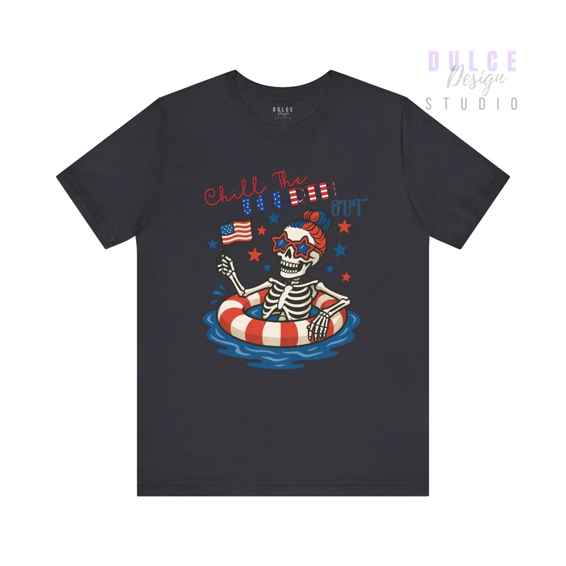Chill the Fourth Out – Patriotic Skeleton Tee - Dulce Design Studio