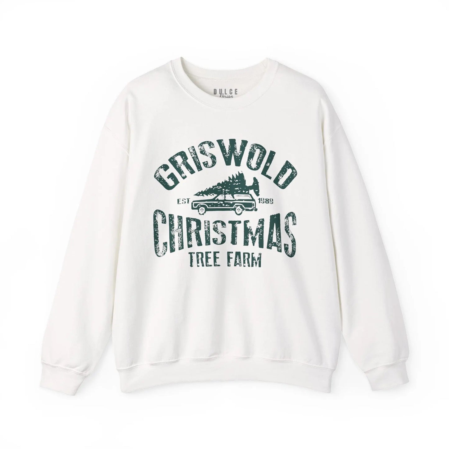 Griswold Christmas Tree Farm vintage holiday sweatshirt in festive green and white design