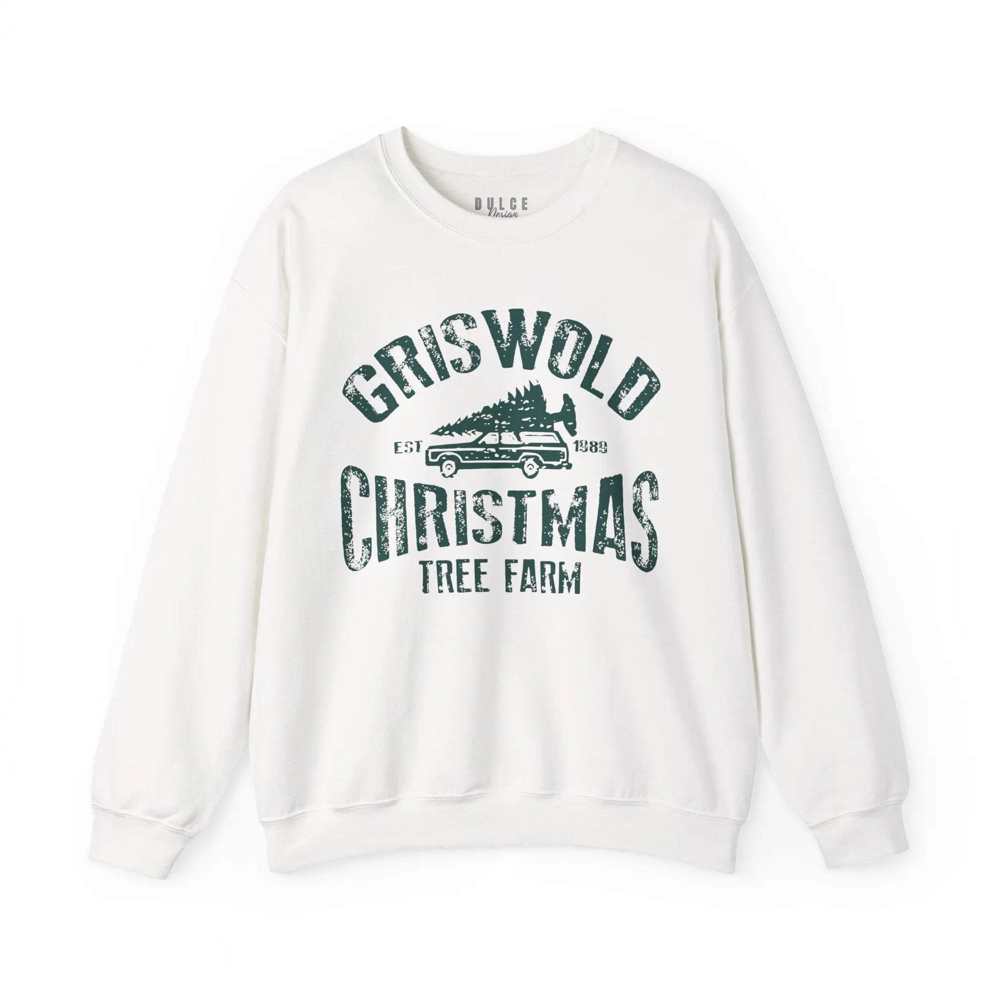 Griswold Christmas Tree Farm vintage holiday sweatshirt in festive green and white design
