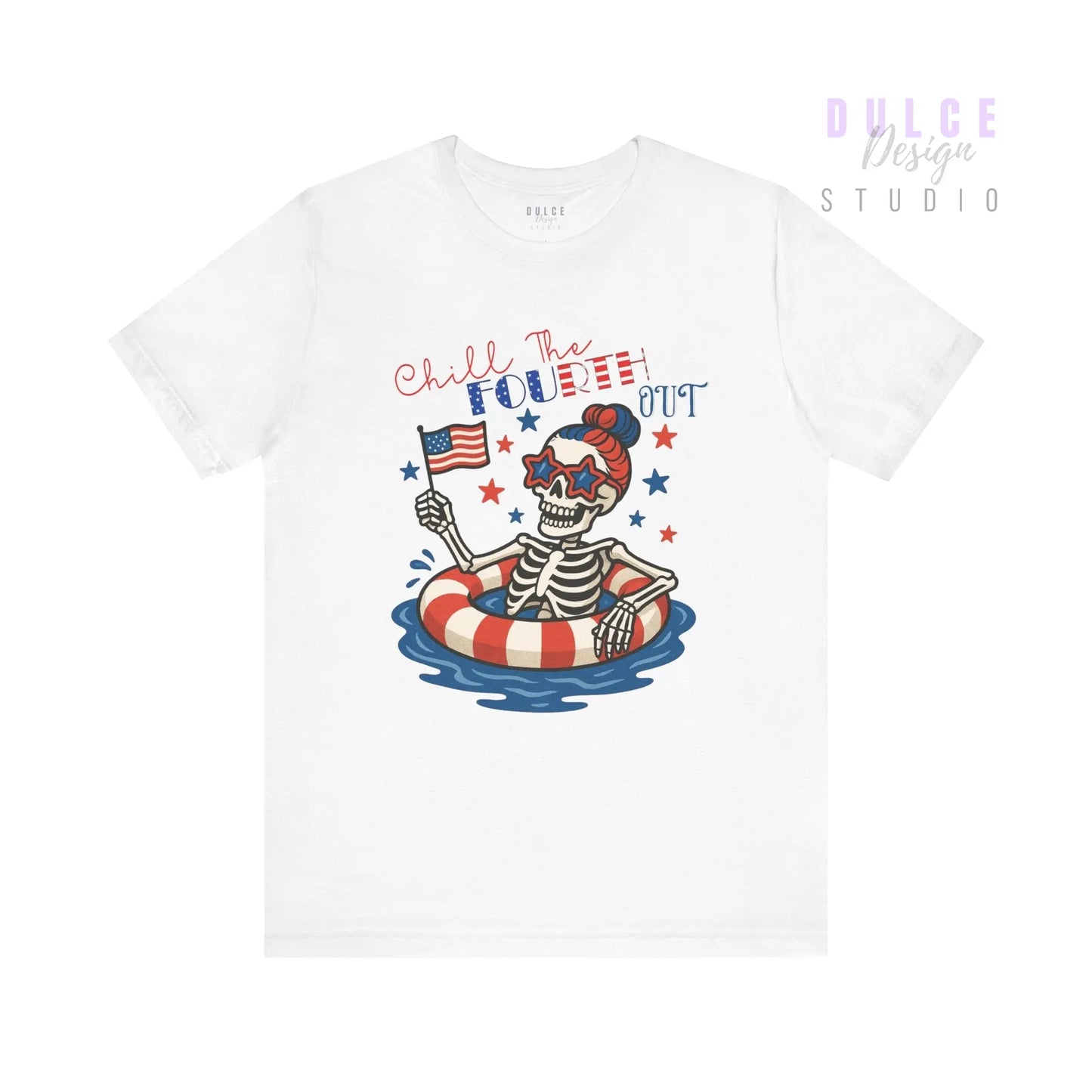 Chill the Fourth Out – Patriotic Skeleton Tee - Dulce Design Studio