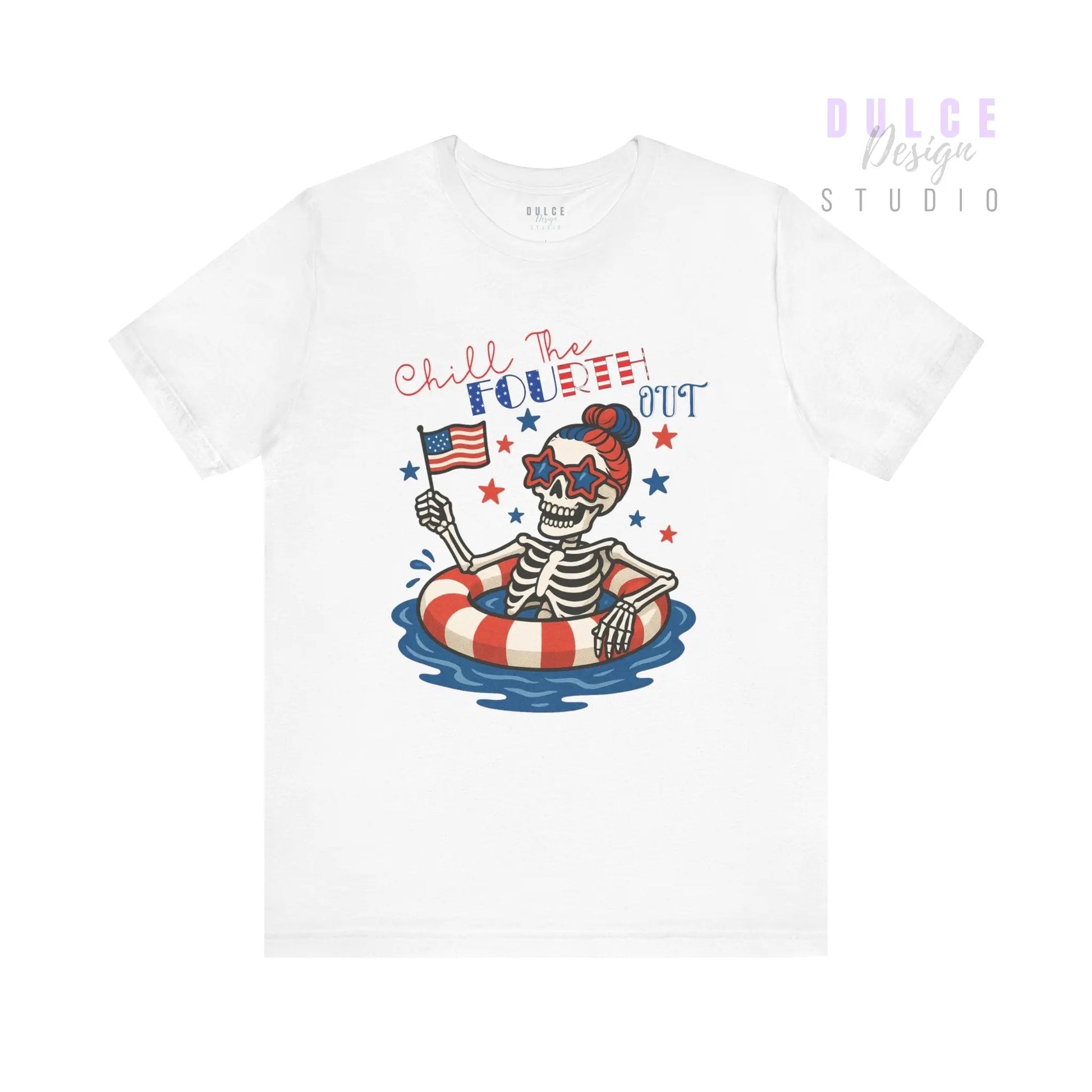 Chill the Fourth Out – Patriotic Skeleton Tee - Dulce Design Studio