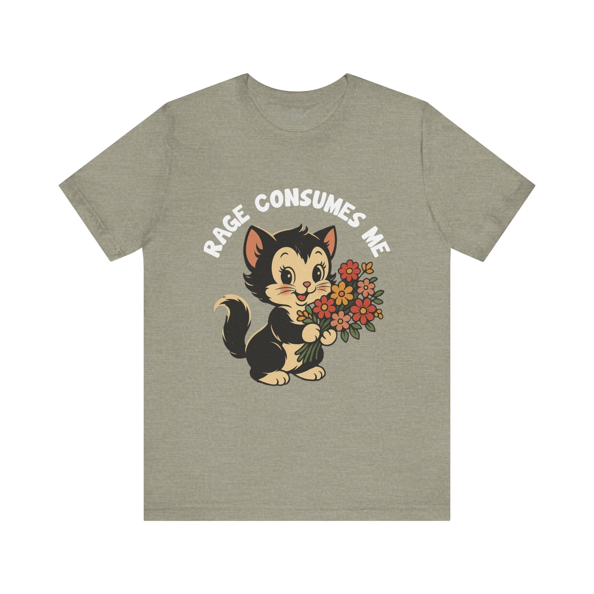 Rage Consumes Me Vintage Cat Graphic Tee-  Heather Stone / 3XL- Dulce Design Studio