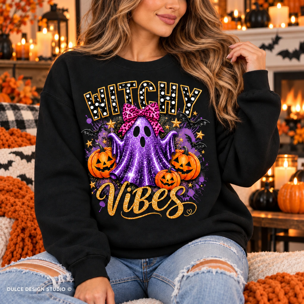 Witchy Vibes Halloween Crewneck Sweatshirt