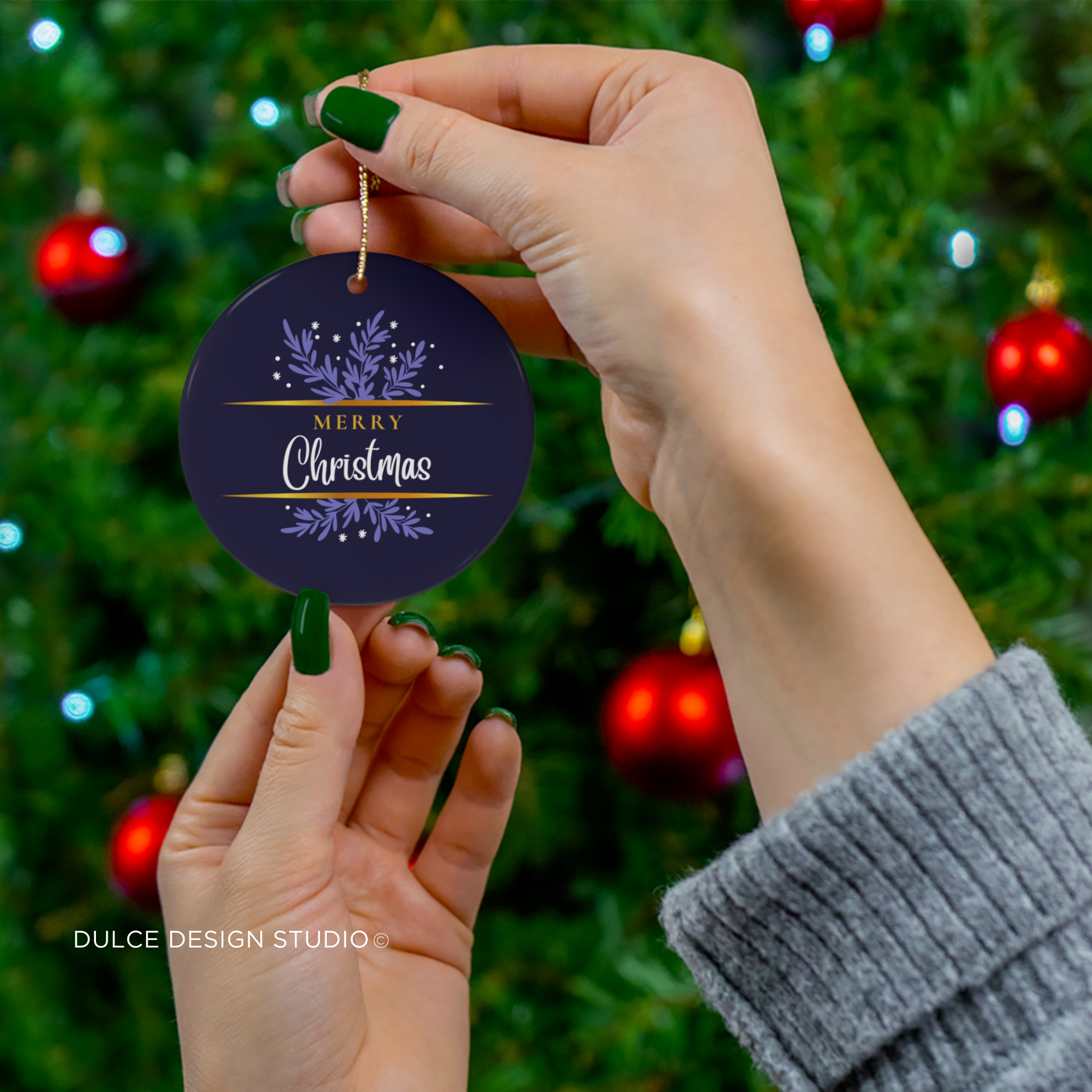 MERRY CHRISTMAS CERAMIC ORNAMENT-  - Dulce Design Studio