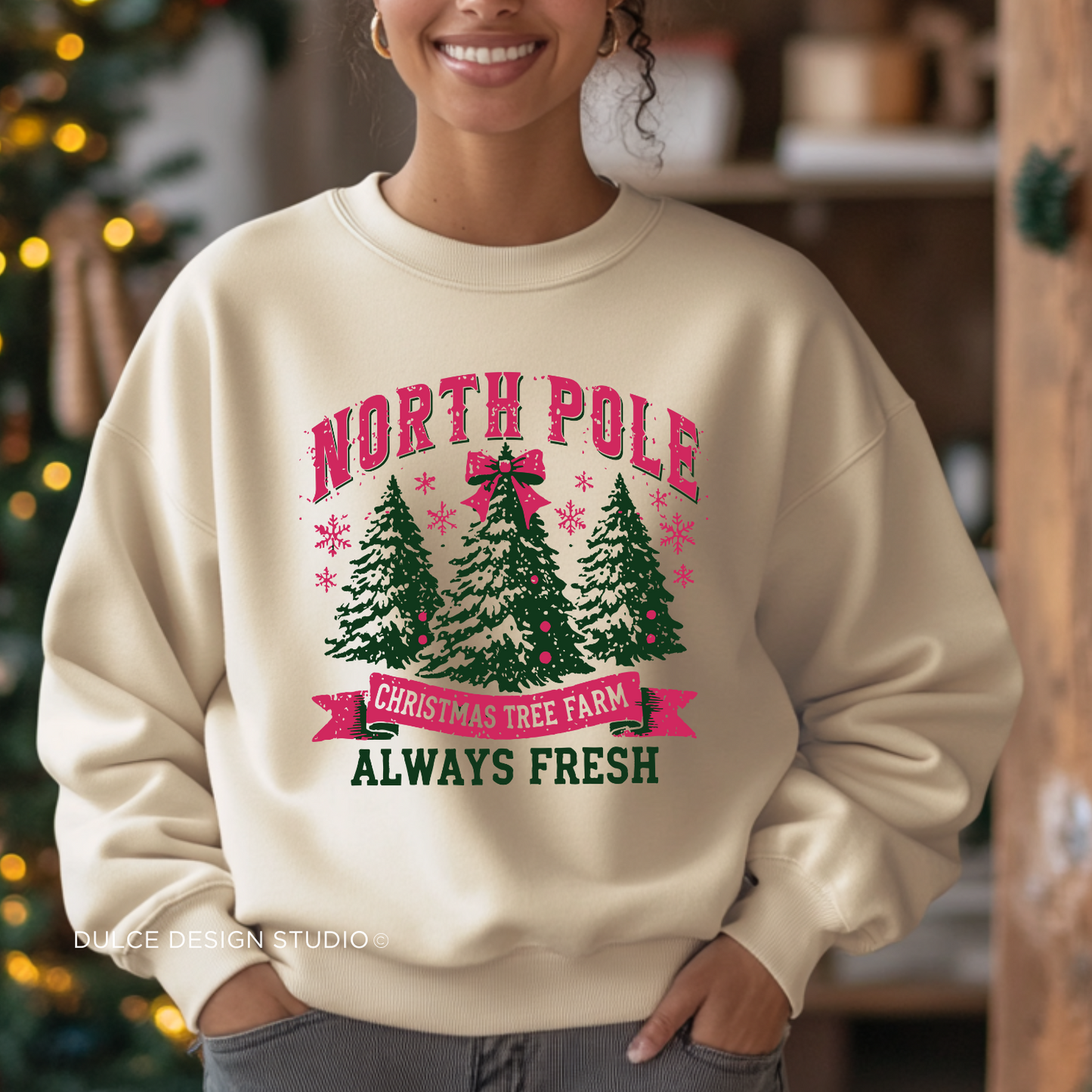 NORTH POLE CHRISTMAS TREE SWEATSHIRT-  - Dulce Design Studio
