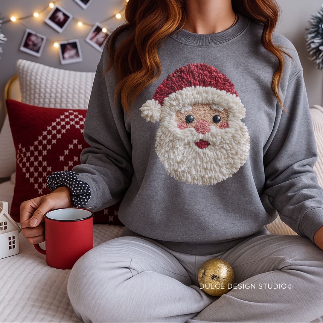 Cozy Up with Fauxetté™ Santa Face Sweatshirt
