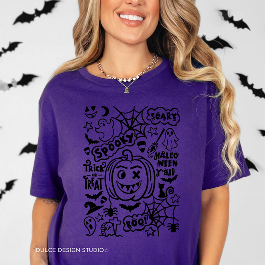 SPOOKY HALLOWEEN GRAPHIC T-SHIRT-  - Dulce Design Studio