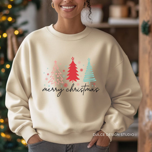 Merry Christmas Trio Tree Sweatshirt (Cozy Holiday Edition)