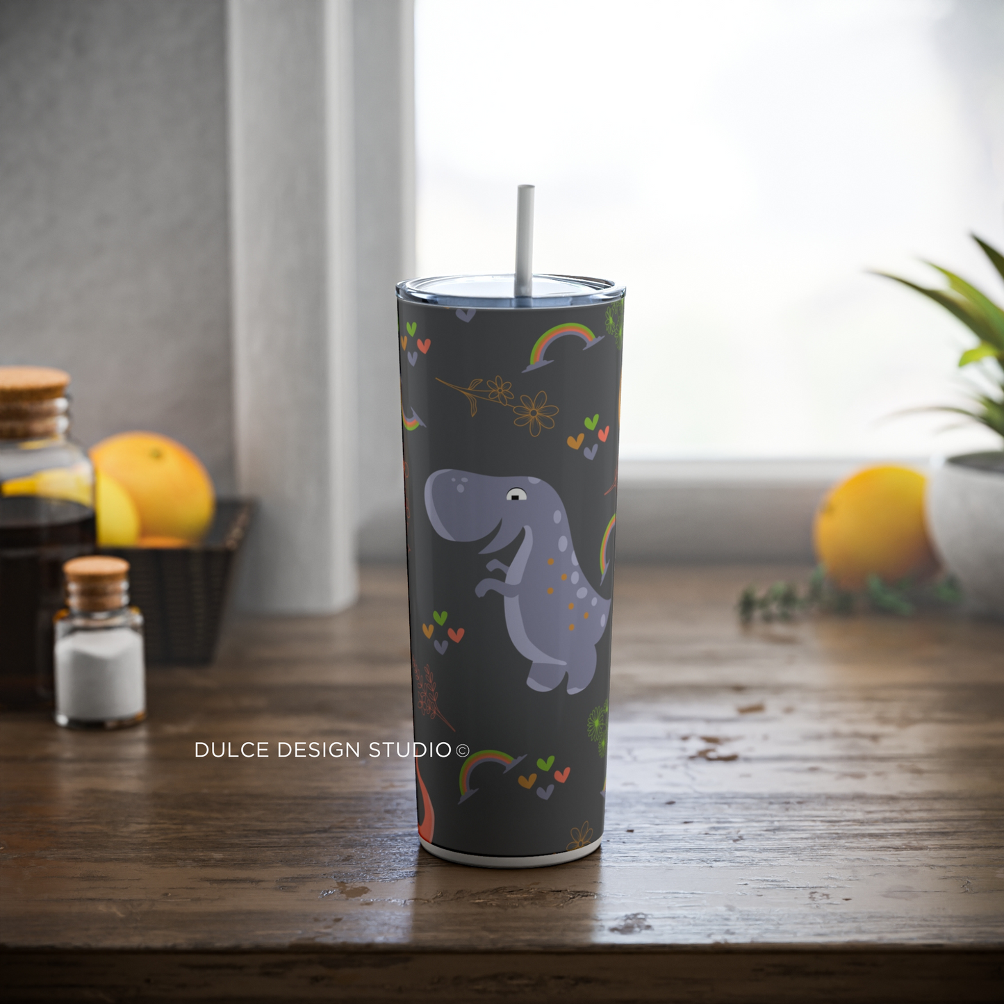 PURPLE DINOSAUR TUMBLER