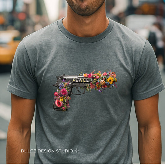 Peace In Bloom Shirt – Floral Weapon Graphic Tee