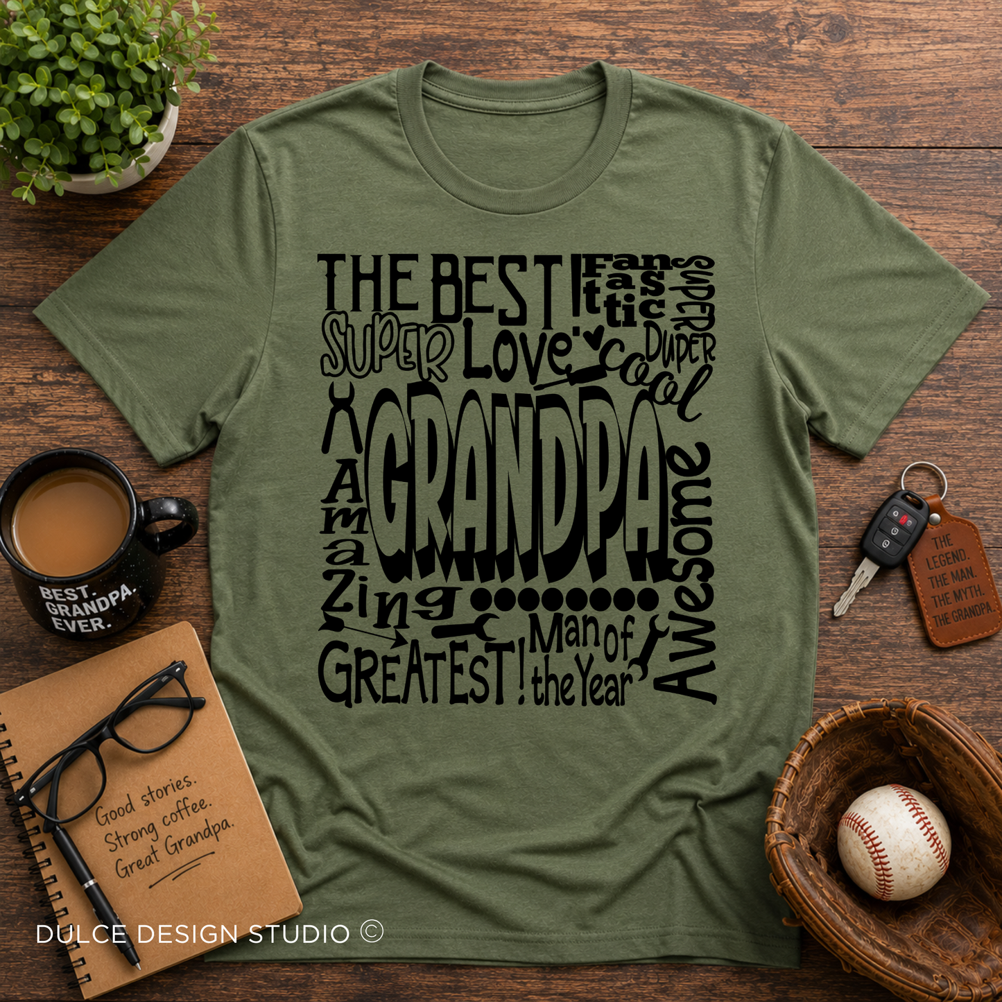 The Best Grandpa Ever Typography Family Tee
