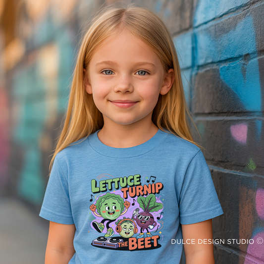Lettuce Turnip the Beet – Kids Music Veggie Tee