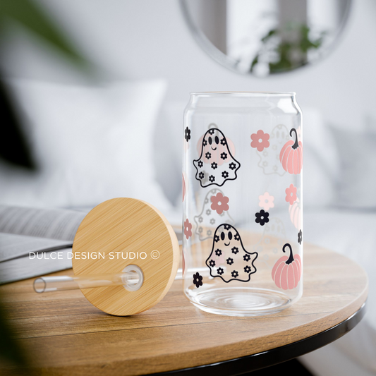 CUTE HALLOWEEN GHOSTS - LIBBY GLASS  16oz-  - Dulce Design Studio