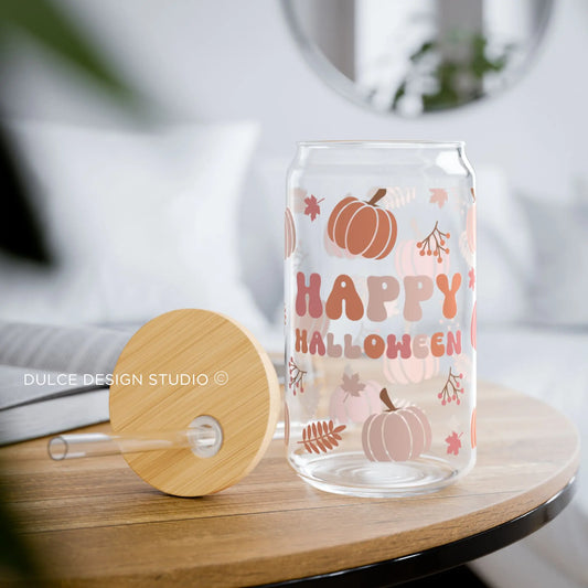 Happy Halloween Colorful Pumpkins Libby Glass 16oz