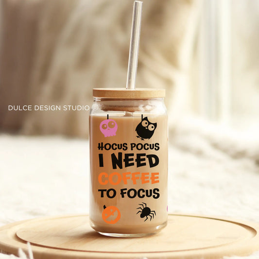 Hocus Pocus I Need Coffee to Focus Libby Glass 16oz