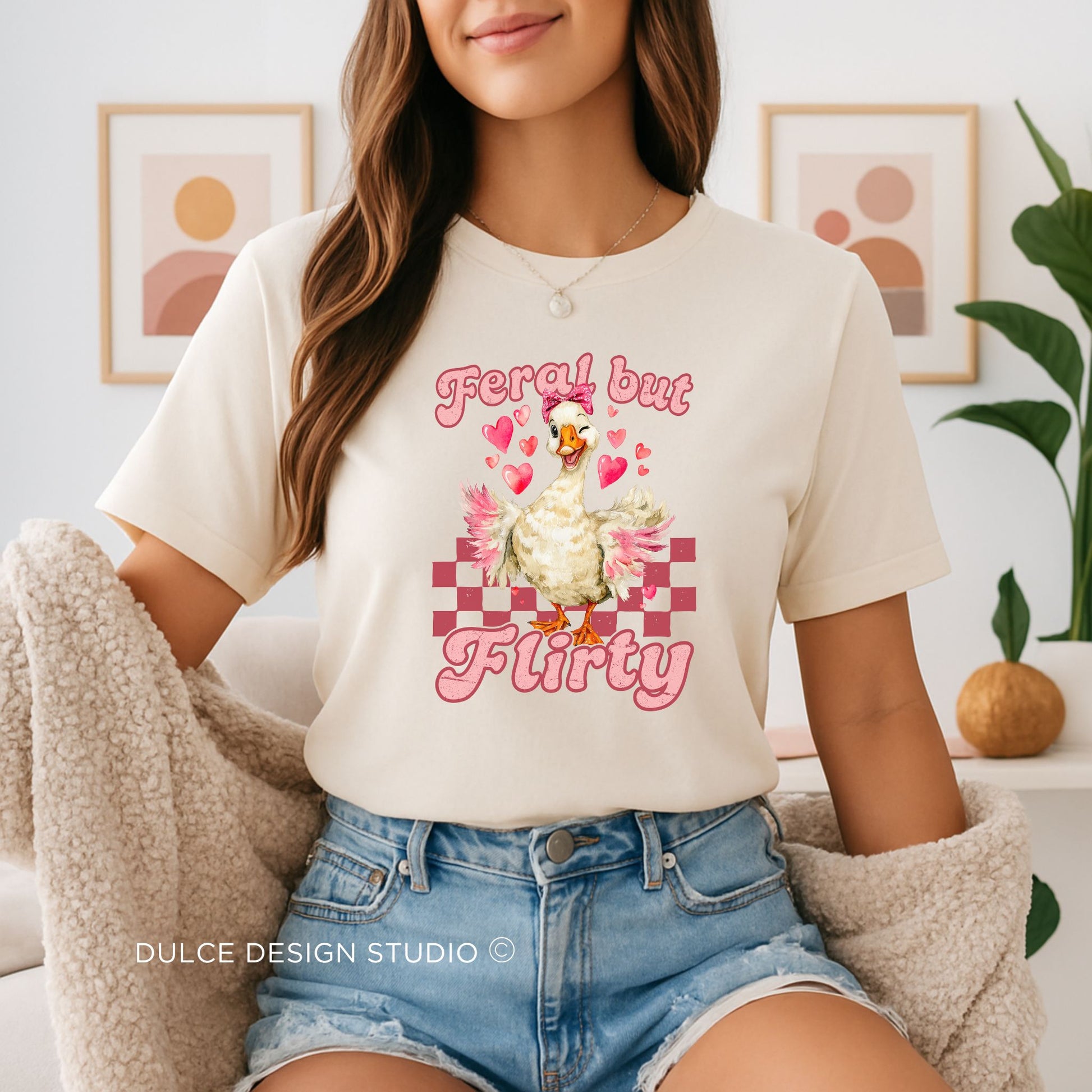Feral But Flirty Goose Valentine Tee - Dulce Design Studio